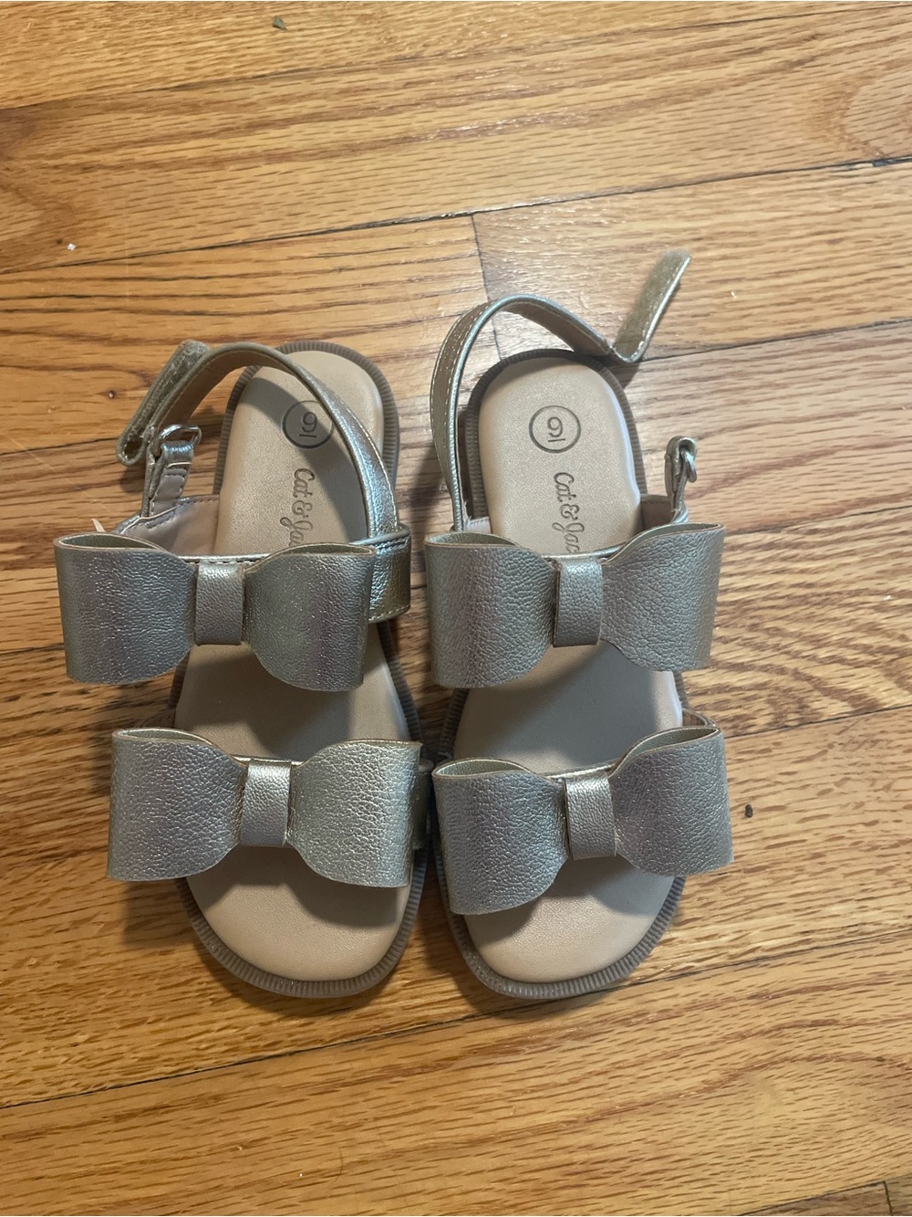Cat & Jack Metallic Gold Bow Strap Sandals